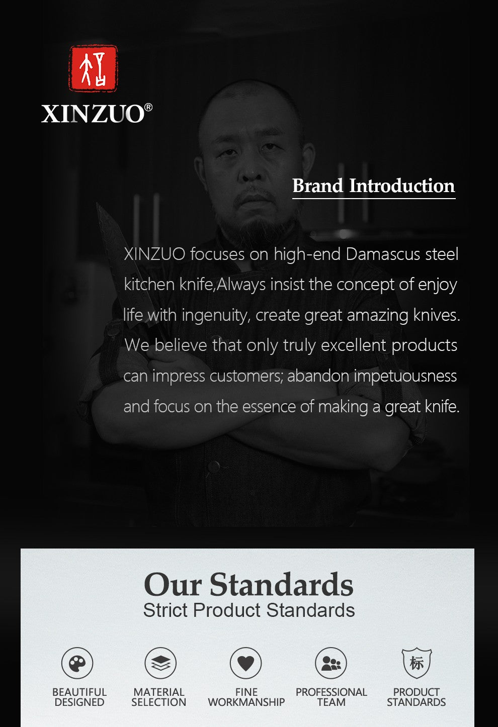 XINZUO 1PC/5PCS High Quality 3.5+5+8+8+8"  Paring Utility Cleaver Chef Knife Germany 1.4116 Stainless Steel Kitchen Knife Sets