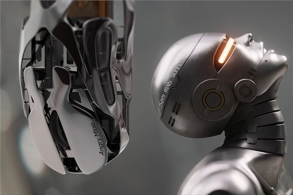 Mouse Gamer Sem Fio Angry Miao Infinity Hot-Swappable PAW3950 Dual 8K com Fio Tri-Mode Mirror Shadow