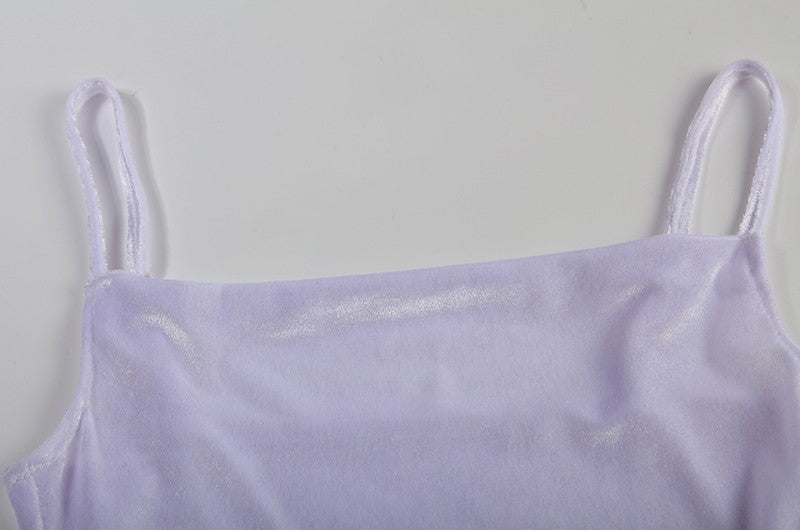 Velvet Swing Collar Sleeveless Slip Sexy Slit Maxi Dress 2024 New Fashion Evening Party Women Elegant Streetwear Y2K