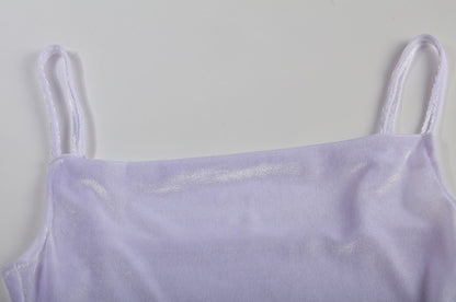 Velvet Swing Collar Sleeveless Slip Sexy Slit Maxi Dress 2024 New Fashion Evening Party Women Elegant Streetwear Y2K