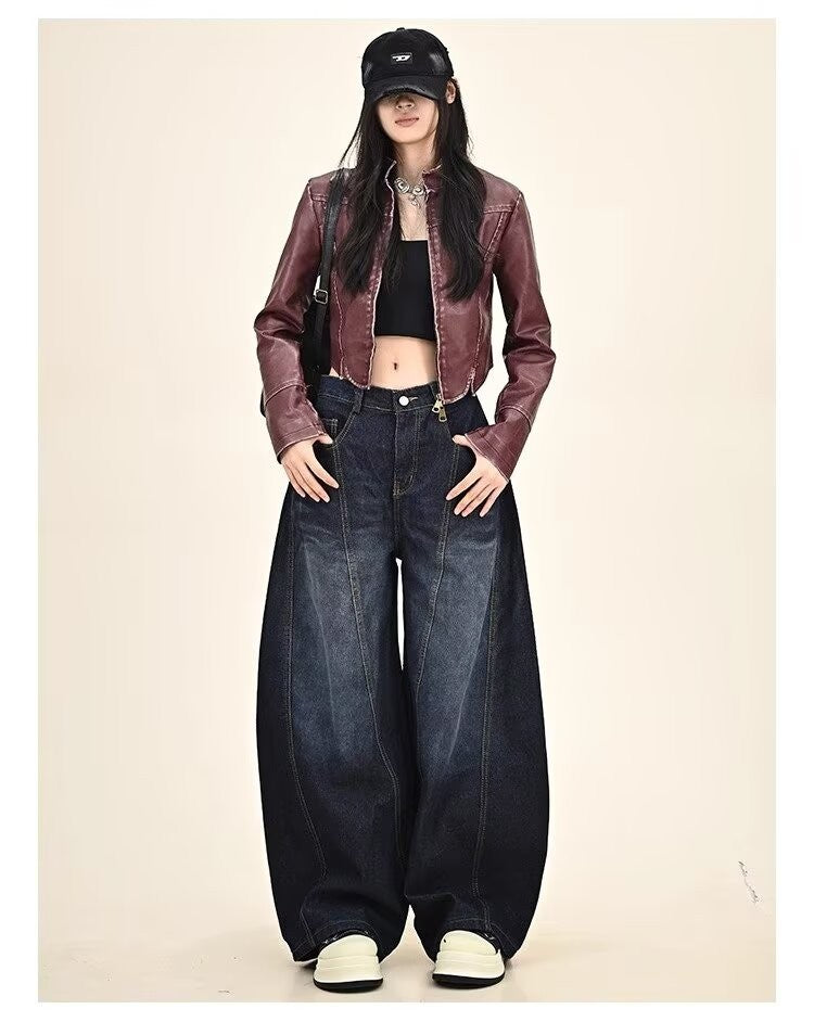 Embroidery pattern American hip-hop style women's jeans vintage loose-fitting long pants Y2K street style wide-leg unisex jeans