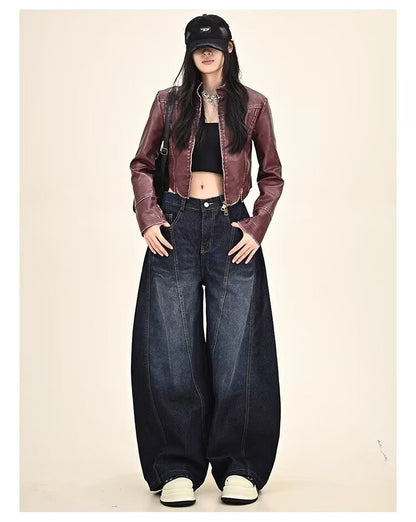 Embroidery pattern American hip-hop style women's jeans vintage loose-fitting long pants Y2K street style wide-leg unisex jeans