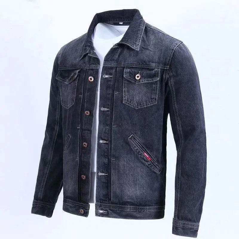 Blue Male Jean Coats Button Pocket Men's Denim Jacket Autumn Cowboy G Winter Oversize Branded Size L Outwear Clothing New in Y2k
