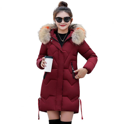 Fashion Coats Winter Jacket Women Parka New 2024 Hooded Long Female Coat Solid Color Windproof Outwear Parka