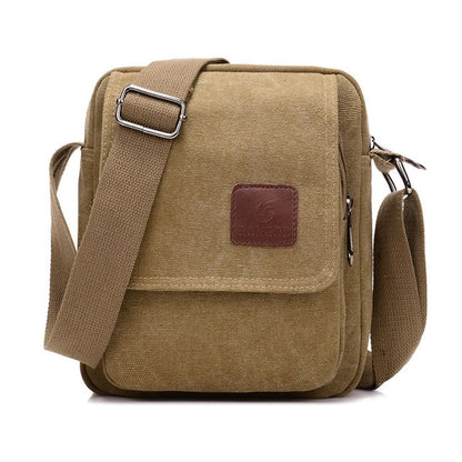 Vintage Canvas Men Crossbody Bag Anti-theft Large Capacity Outdoor Small Bag Wear-resistant Business Cashier Wallet Shoulder Bag