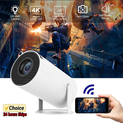Projetor Portátil 2025 HY300 Ultra 4K Ultra HD 300ANSI Android 11 BT5.4 Foco Eletrônico Alto-falante Embutido Para Home Theater