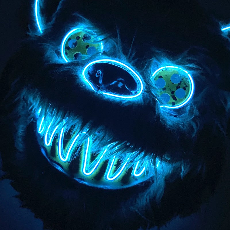 Novelty LED Bloody Furry Bunny Rabbit Bear Mask Realistic Scary Horror Killer Adult Masquerade Cosplay Costume Accessory