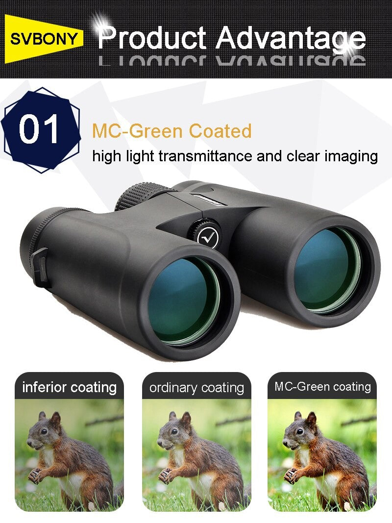 Binóculos Svbony F9333A/F9333B 10X42/8X32 Telescópio Potente Profissional HD De Longo Alcance Equipamento de Acampamento Para Viagens e Sobrevivência