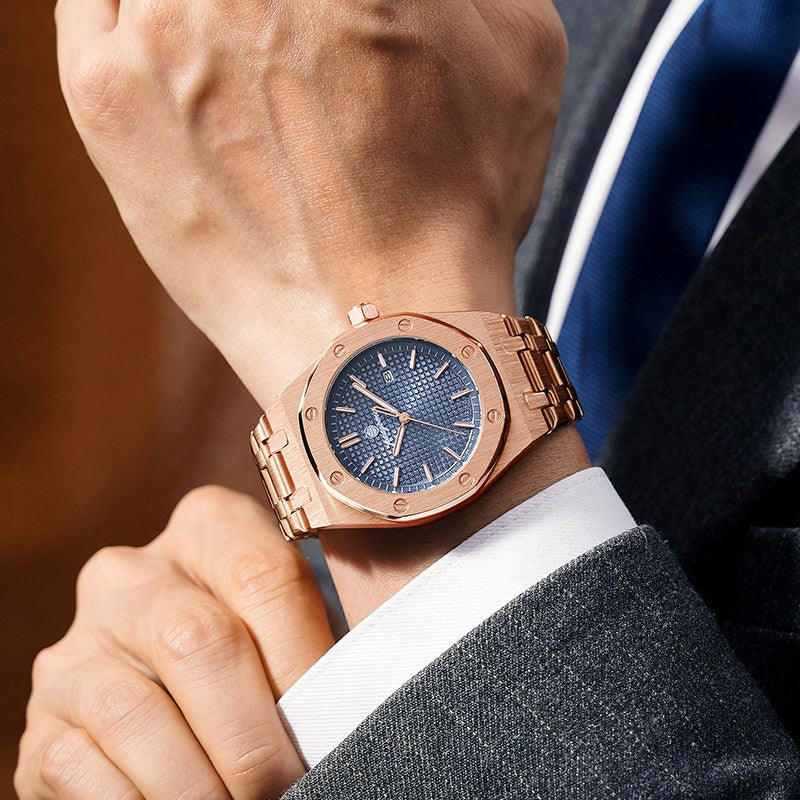 PAAZOMU Luxury Business Man Wristwatch Waterproof Luminous Date Men Watch Stainless Steel Fashion Quartz Watches For Men Reloj