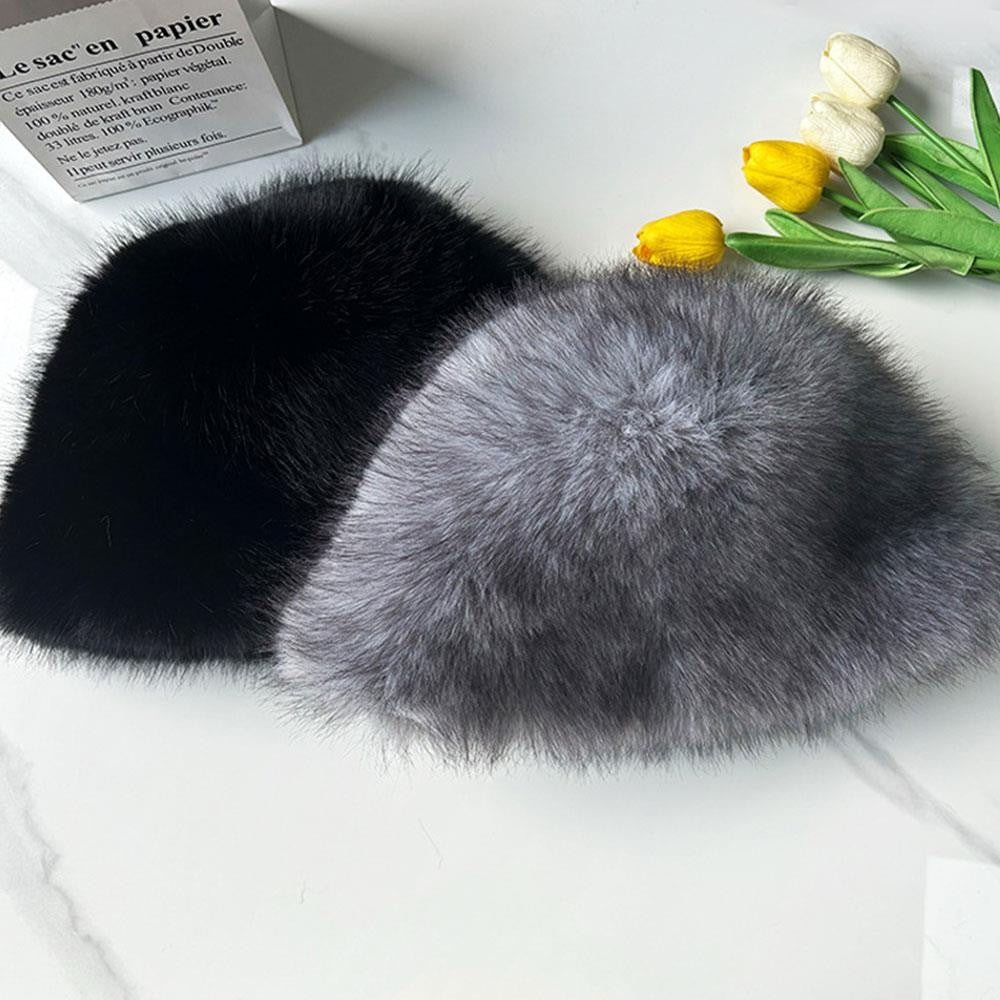 Winter Fluffy Fur Bucket Hat For Women Warm Plush Fisherman Hat Thicken Plush Ear Protection Cap Outdoor Windproof Panama Caps