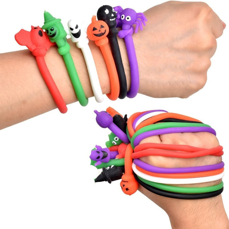 Soft Stretch Silicone Wristbands Spider Bat Skull Pumpkin Ghost Halloween Party Favors Goodie Bag Fillers Trick or Treat Rewards
