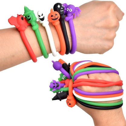 Soft Stretch Silicone Wristbands Spider Bat Skull Pumpkin Ghost Halloween Party Favors Goodie Bag Fillers Trick or Treat Rewards