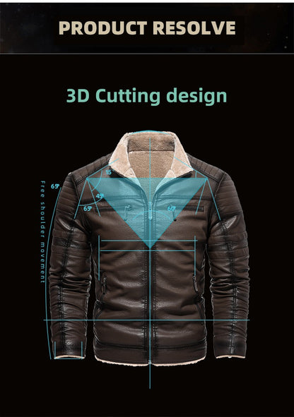 2024 Men Faux Leather Jacket High Quality Casual Zipper Fleece Warm Coats Winter Men Vintage Motorcycle Leather Jacket Men S-4Xl