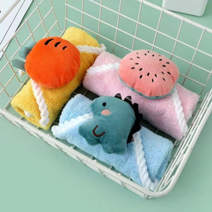 Coral Fleece Hangable Thicken Towel CartoonTowel Cute Absorbent Hand Towels Cleaning Cloth Rag Handkerchief