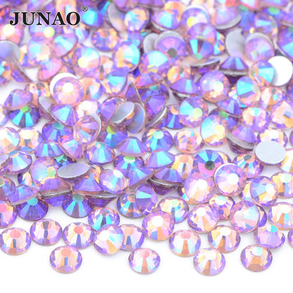 JUNAO Wholesale SS6 SS10 SS12 SS16 SS20 SS30 Flatback Glass Rhinestones Clear Cr