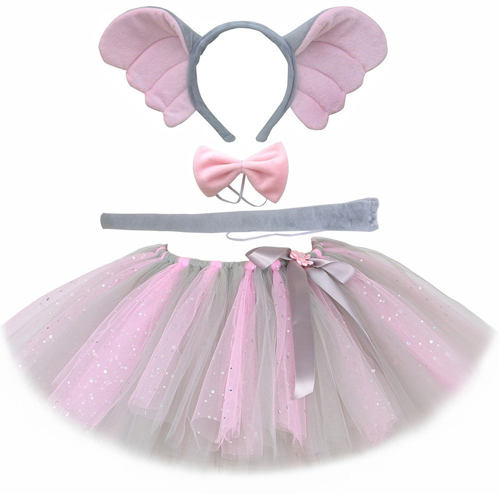 Elephant Tutu Skirt for Baby Girls Carnival Party Animal Dress Up Outfit Halloween Elephant Costume for  Fluffy Tulle Skirts