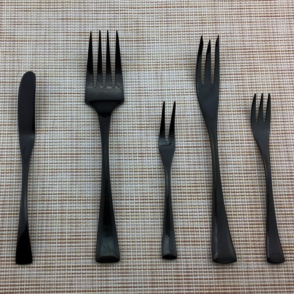 JANKNG Conjunto de Talheres Preto 1 Peça Aço Inoxidável 18/10 Ocidental Talheres de Mesa Garfo Faca de Bife Manteiga Jantar