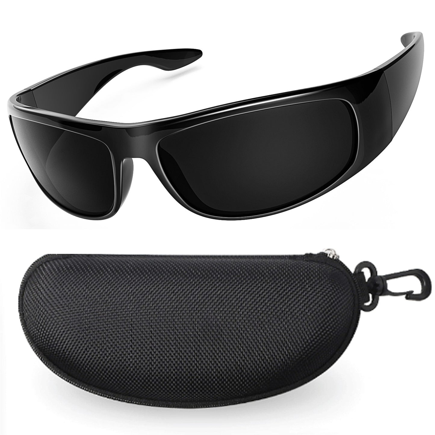 Dark Sunglasses for Men Wrap Around Sunglasses for Big Heads Men UV400 Protection glasses W8005