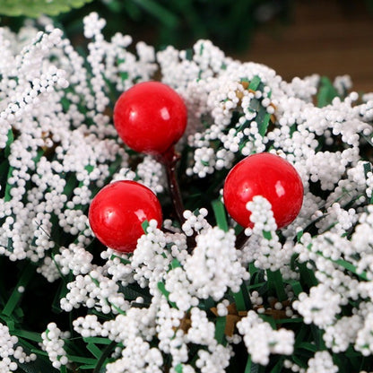 5-100Pcs Artificial Holly Berry Green Leaves Christmas Ornaments Gold Red Holly Berry Stems Xmas Tree Wreath Gifts Party Decor