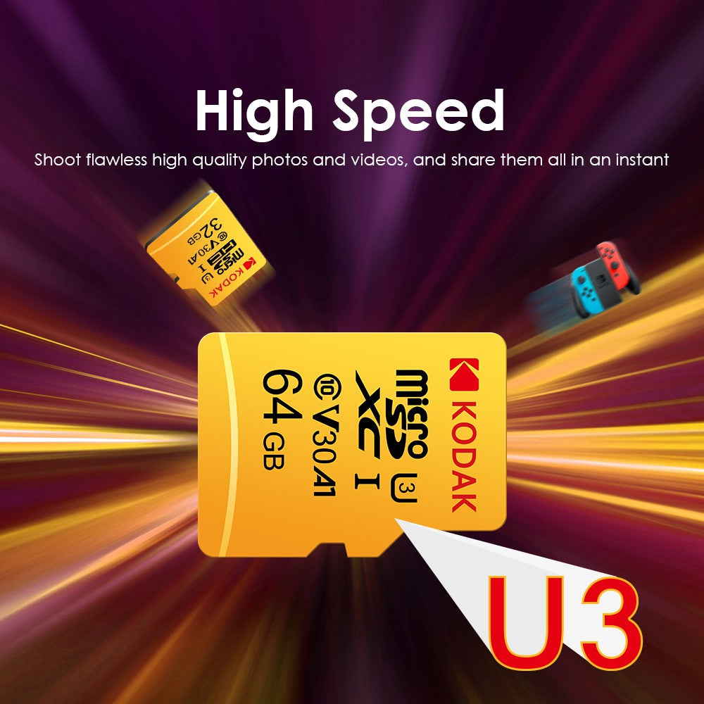 KODAK Micro SD Card RED Memory Card with Adapte 32GB MicroSDHC 64GB MicroSDXC MicroSD C10 A1 TF Flash Cards Cartao De Memoria
