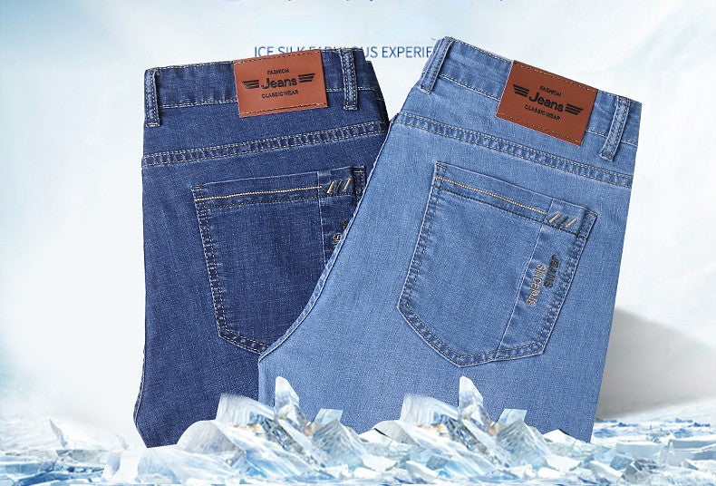Summer Men Denim Shorts New Style Thin Embroidery Business Casual Straight  Short Jeans Male Brand Clothing Black Blue