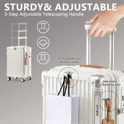 Conjuntos de Bagagem Joyway 3 Peças, Malas Expansíveis com Porta-Copos Inteligente e Porta USB, Malas Rígidas de Bordo e Despachadas com Cadeado TSA
