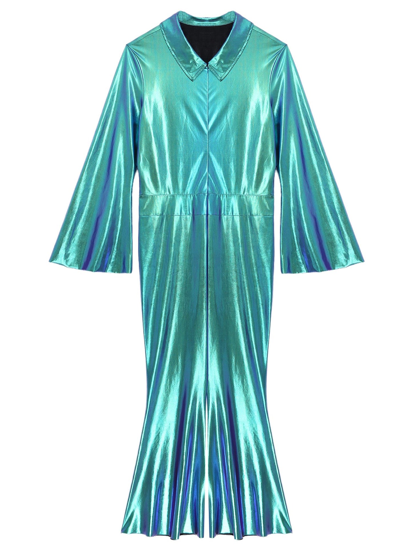 Men Bell Bottom Pants Jumpsuit Rompers Vintage 80s Disco Hippie Costume for Rock Jazz Dancewear Musical Theme Party Dress-up
