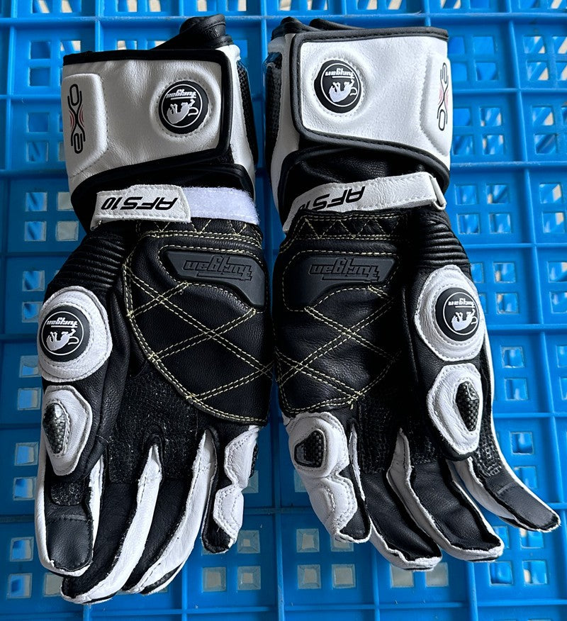 Luvas de Couro Genuíno para Motociclistas Masculinas Luvas de Motocross Corta-vento para Pilotagem ao Ar Livre Equipamento de Proteção para Motociclismo com Tela Sensível ao Toque
