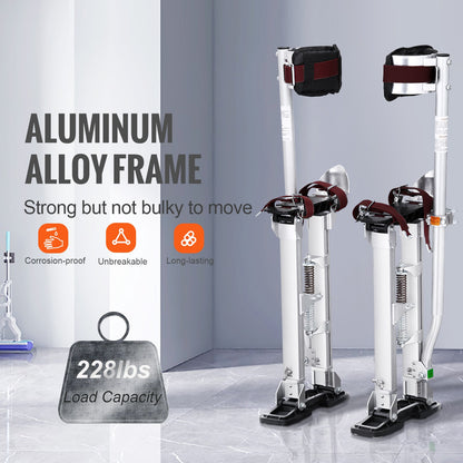 SucceBuy Pernas de Pau para Drywall 18''/36'' Ajustáveis em Alumínio com Joelheiras Protetoras e Antiderrapantes para Casa