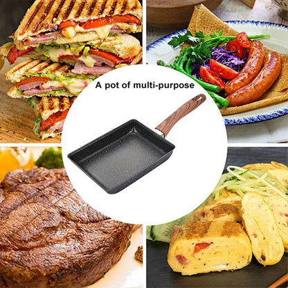 Frigideira Antiaderente para Omelete Japonesa Tamagoyaki, Frigideira Retangular para Ovo Tamago Panela Pequena para Fritar Ovos com Utensílios de Cozinha