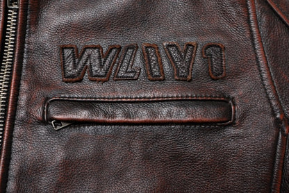 Fashionable Men's Motor Jacket Genuine Cow Leather Coat Male Outerwear Windbreaker Spring Autumn Cloth with Epaulet Brown