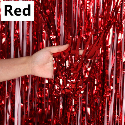 New 4/2/1Pack Party Backdrop Metallic Foil Fringe Tinsel Curtain Adult Kids Birthday Party Wedding Decoration Baby Shower Favor