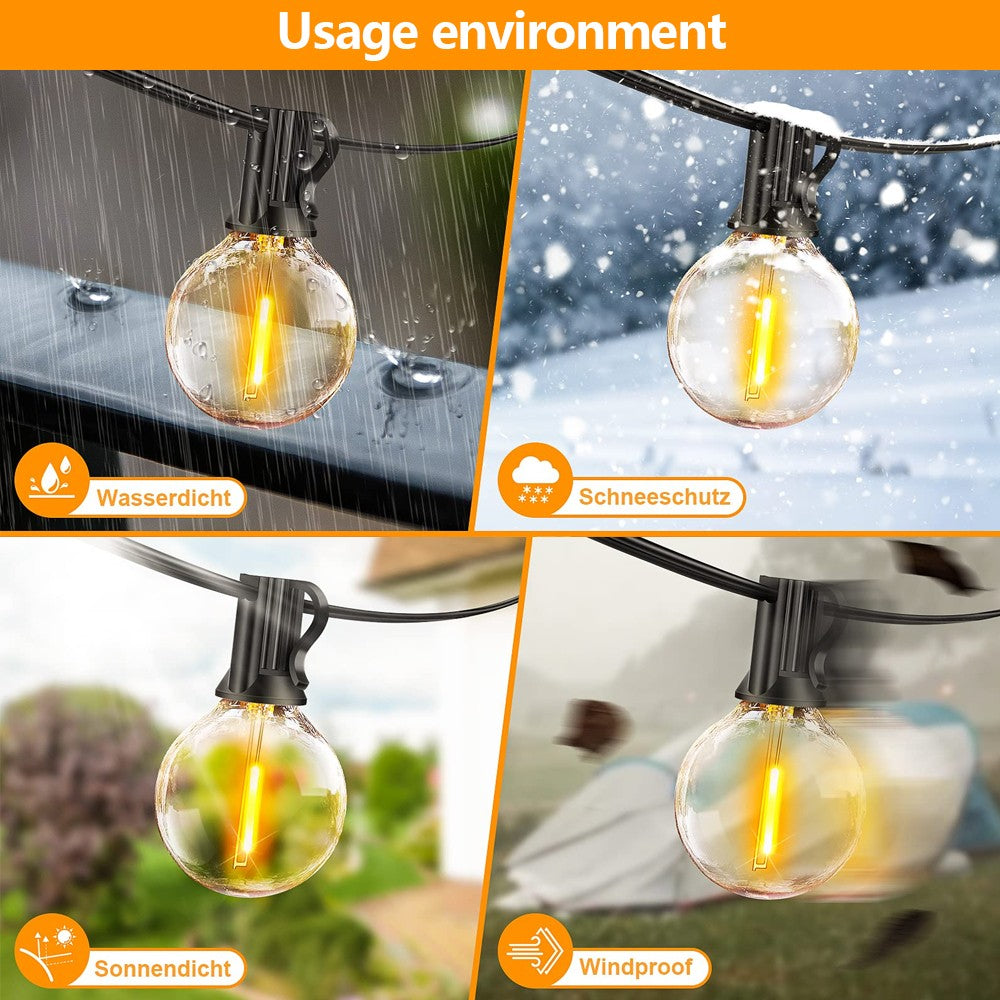 Outdoor LED Waterproof G40 String Light EU Plug Shatterproof Light Bulb Garden Fairy String Lights for Patio Festoon Party Decor