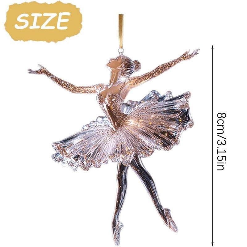 Sparkling Ballerina Christmas Ornament, Acrylic Ballerina Dance Ornament, Crystal Ballet Ornament For Christmas Tree Decoration