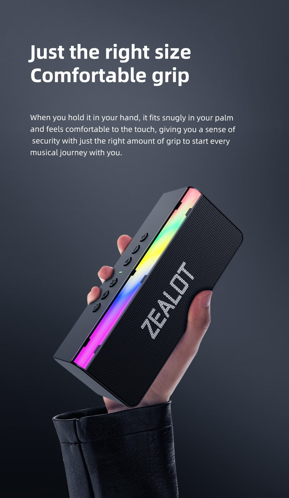 Caixa de Som Bluetooth Externa Zealot-S72 20W Som Superior e Graves IPX6 À Prova d'Água 10H de Reprodução Caixa de Som Portátil