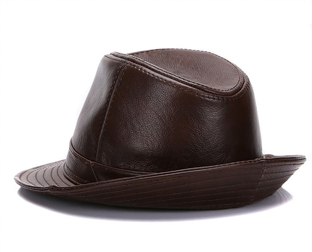 2025 Men Fashion Caps Autumn Winter Warm New Cowboy  100% Real Cowhide Leather Hats Men Real Genuine Cowhide Leather Top Hats