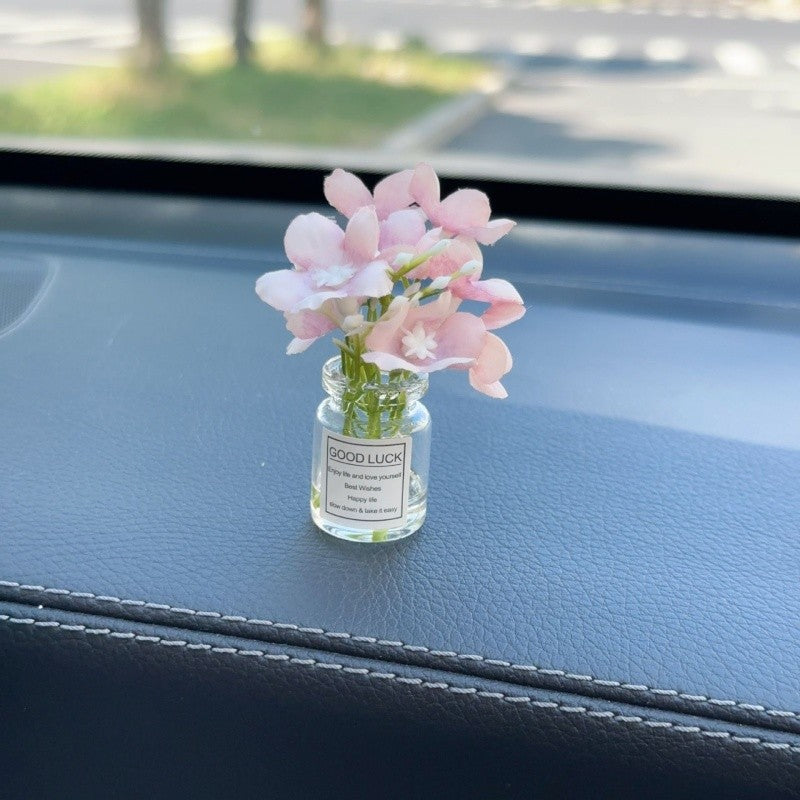 White Simulated Flower Vase Car Center Console Decoration Mini Vase Pink Purple Blue Yellow Simulated Flower Decoration