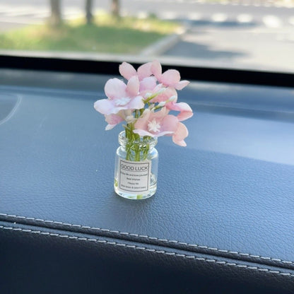 White Simulated Flower Vase Car Center Console Decoration Mini Vase Pink Purple Blue Yellow Simulated Flower Decoration