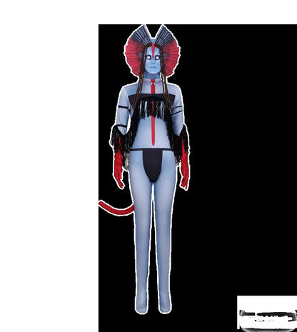 2026 Halloween Cosplay Avatar Costume Fire and Ashes Avatar3 Cosplay Hero One Piece Tight Fitting Clothing Na'vii Jumpsuit