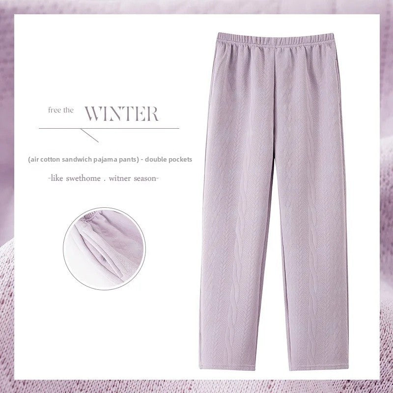 Thickened Air Cotton Sleep Pants Women's Autumn Winter Home Clothes Mid-aged Mom Warm Outerwear Large Size Home Pants
