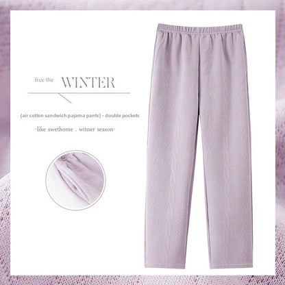 Thickened Air Cotton Sleep Pants Women's Autumn Winter Home Clothes Mid-aged Mom Warm Outerwear Large Size Home Pants