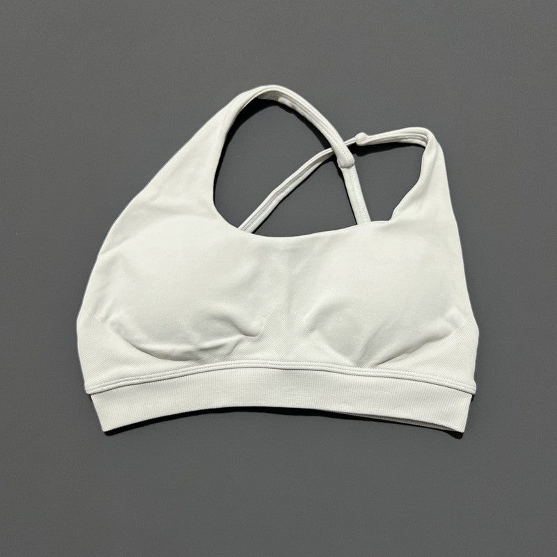 Women Asymmetric Sports Bra Seamless Yoga Top High Support Removable Chest Open Back Bra Gym Workout Underwear