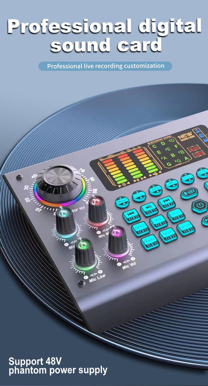 Pacote de equipamentos profissionais Zealsound para podcast e placa de som ao vivo com microfone XLR 48V para gravação em PC, canto, streaming e jogos