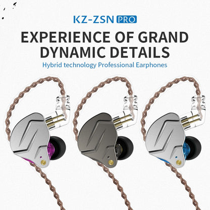 Fone de ouvido intra-auricular KZ ZSN PRO 1BA 1DD híbrido com cancelamento de ruído HIFI Esportivo Fone de ouvido ZES ZEXPRO EDC EDS DQ6S