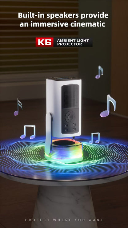 Novo Projetor Inteligente K6 Yuntai Portátil 1080P4K Projetor de Home Theater e Escritório com Bluetooth Sem Fio e Função K Song