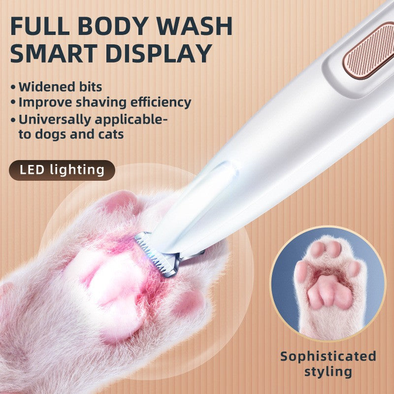 Aparador de Patas de Cachorro com Luz LED Aparador de Pelos para Animais de Estimação Totalmente à Prova D'água com Display LED Máquina de Tosa para Cães Lâmina de 18mm