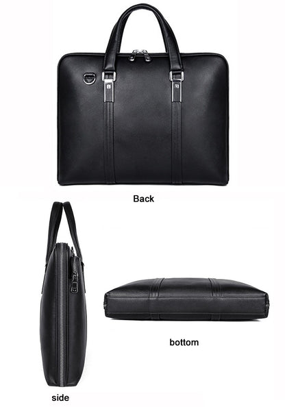 Luxury Genuine Leather Briefcase Men Leather Business Bag 15.6" Laptop Bag 14 Male Office Bag Document File Case Shoulder Bag