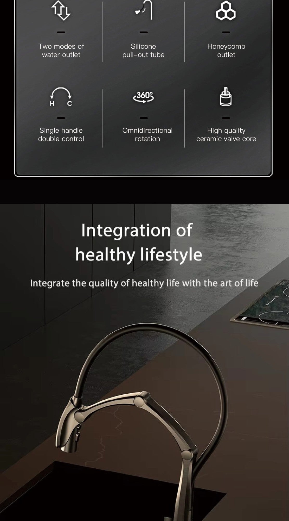 Luxury Gunmetal Brass Kitchen Faucet with LED Display,Sensor&Pull-Out 3-Function Spray,Touchless High Pressure Water-Saving Tap