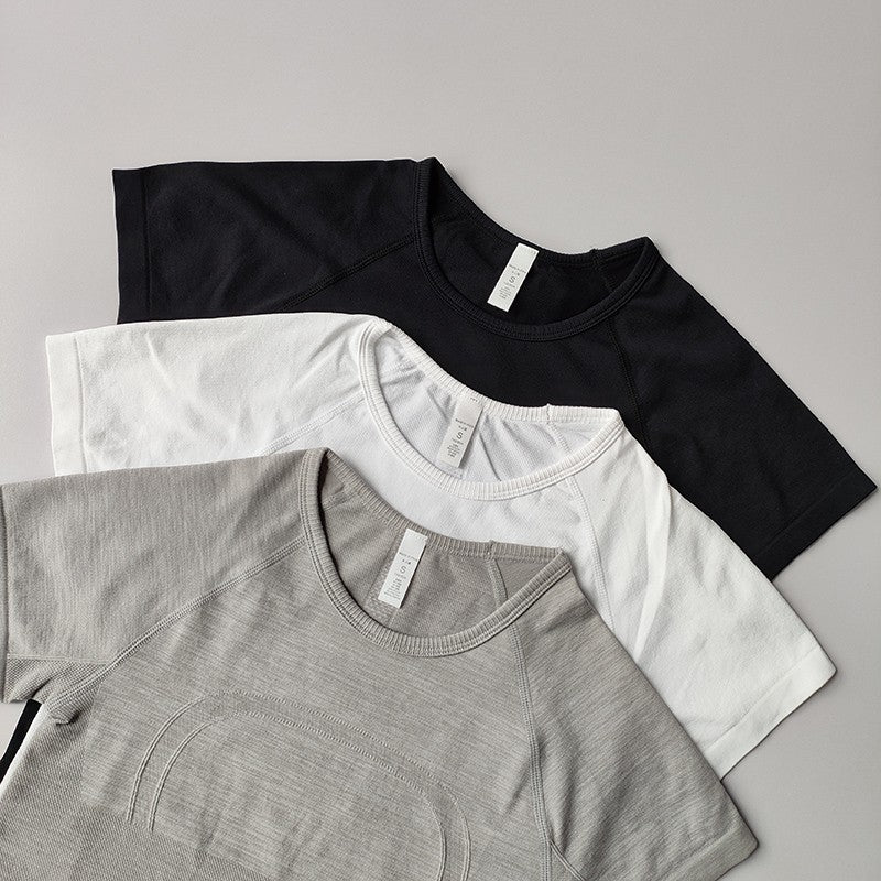 Sports Short-sleeved Women Casual Running T-shirt Tight Yoga Clothes Top Breathable Quick-drying Pilates Training Fitness Cloth