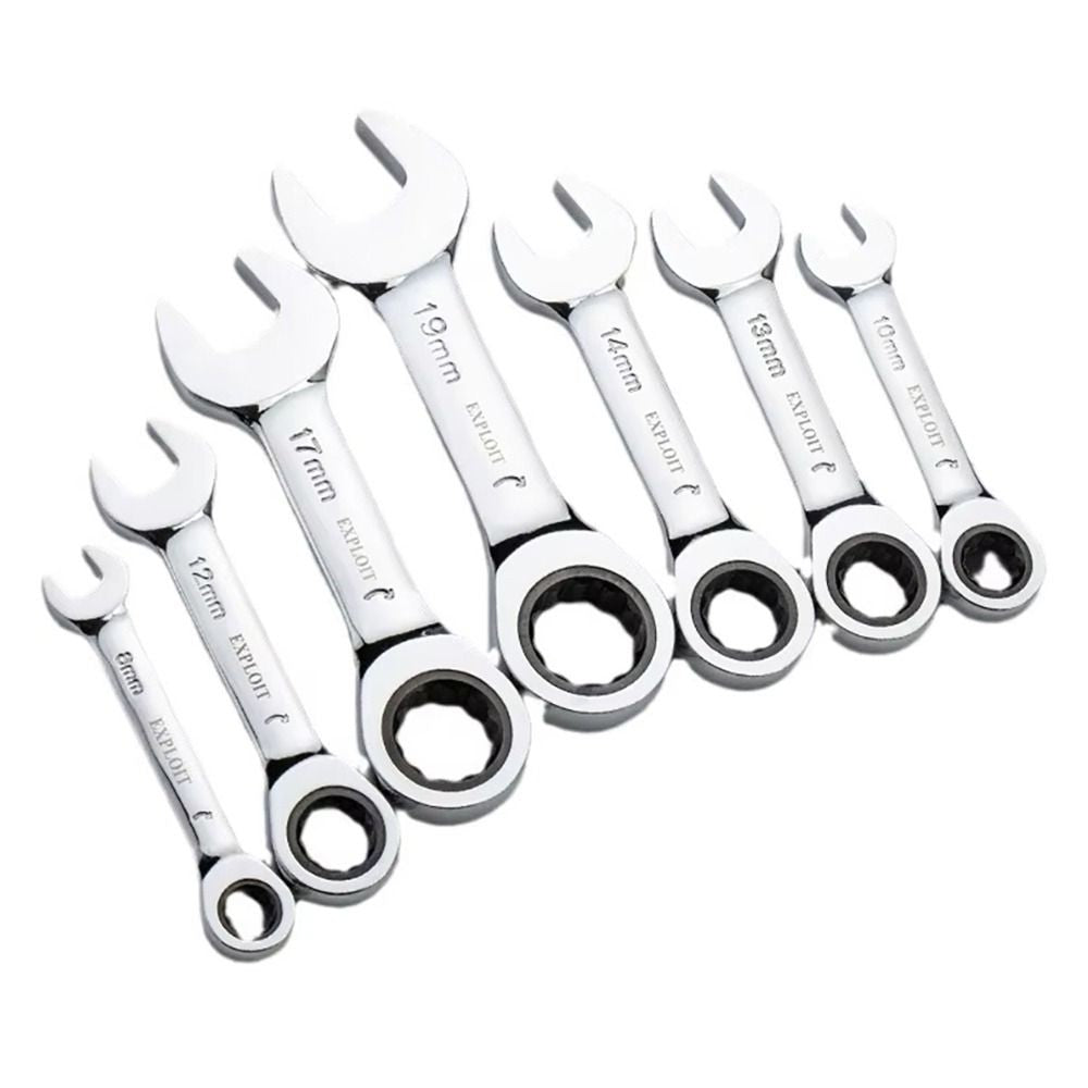 Chave Soquete Catraca 72 Dentes 6-19mm, Cabo Curto, Chave Catraca Rápida, Dupla Ponta, Chave Única Curta, Ferramentas Manuais